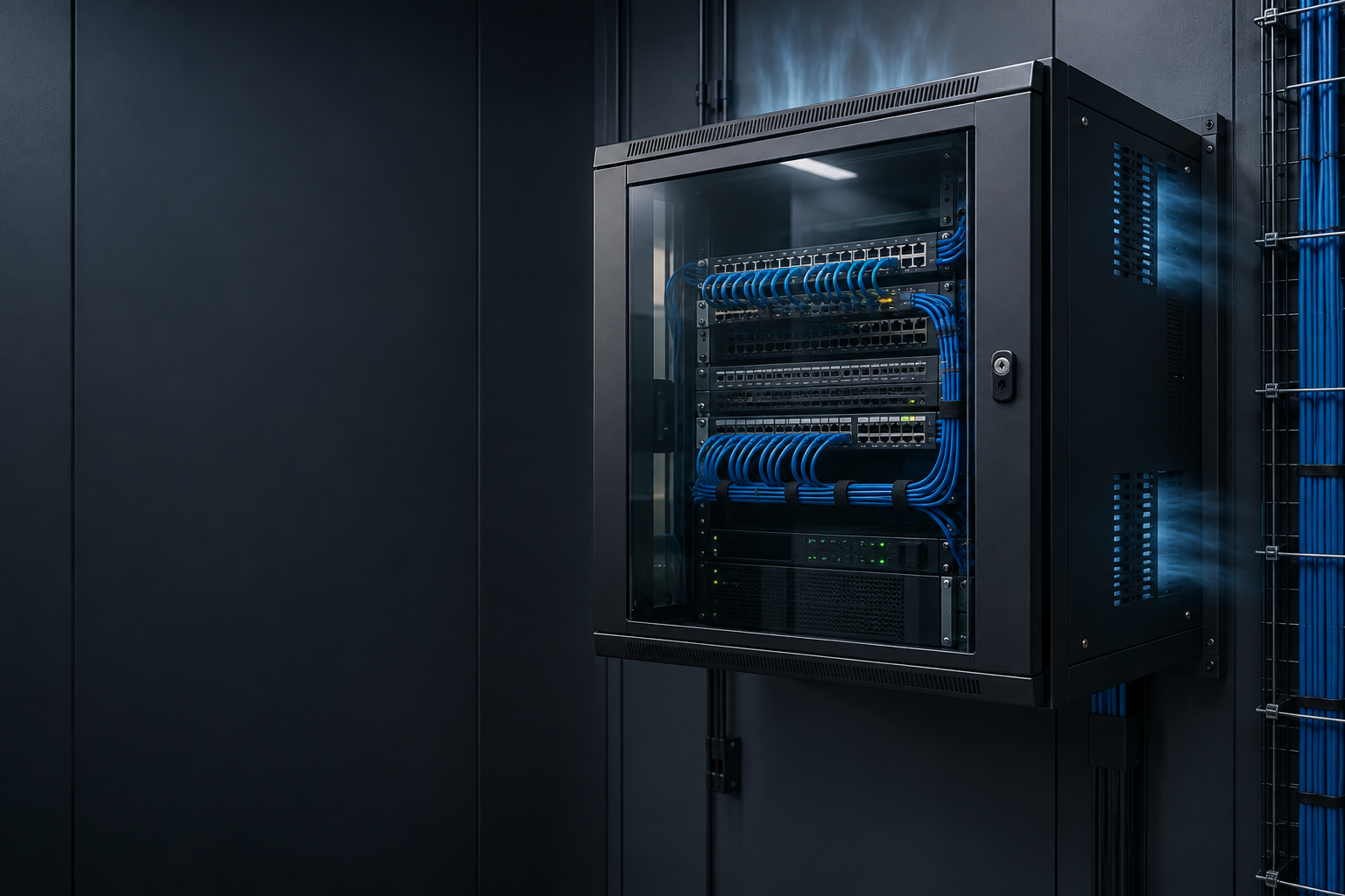 Ventilated wall-mounted network cabinet