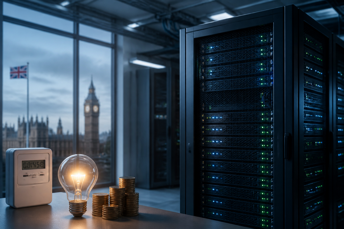 how much electricity does a server rack use UK