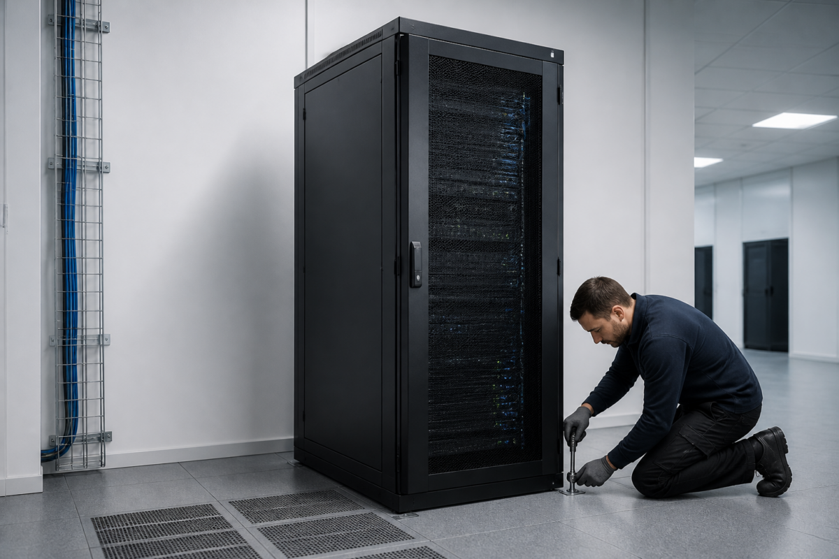 floor standing server cabinet installation