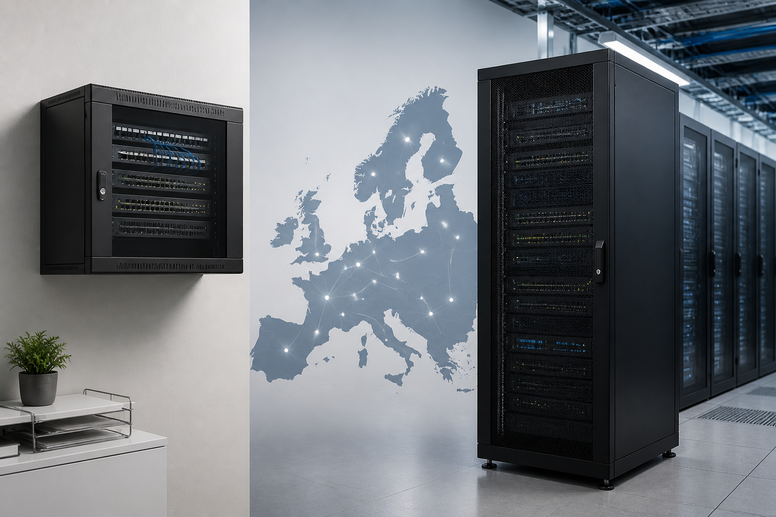 wall-mounted data cabinet vs floor-standing cabinet Europe